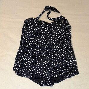 Black and White Polka Dot halter neck Swimsuit